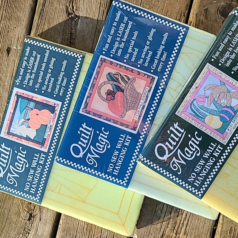 NWT Quilt Magic No Sew Wall Hanging Kit Bundle of 3 Fall and Easter Patt…
